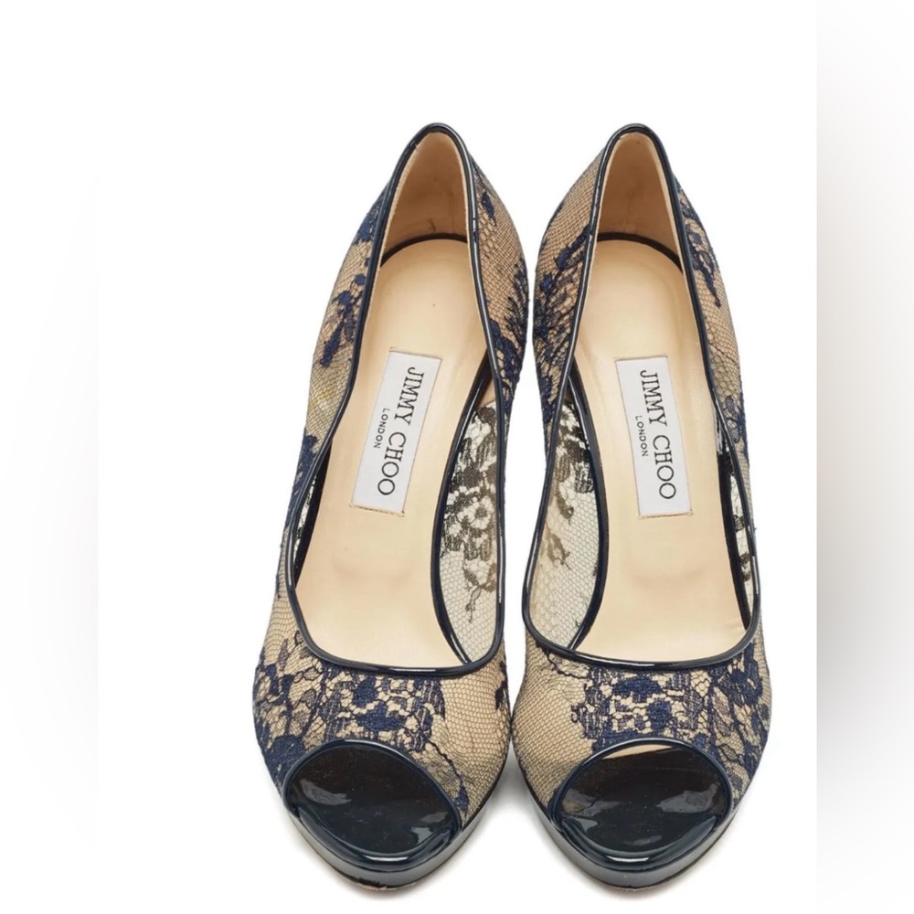 Jimmy Choo Luna peep-toe pumps black lace